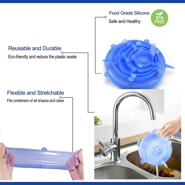 6-Piece Silicone Spill Stopper Set for Kitchen