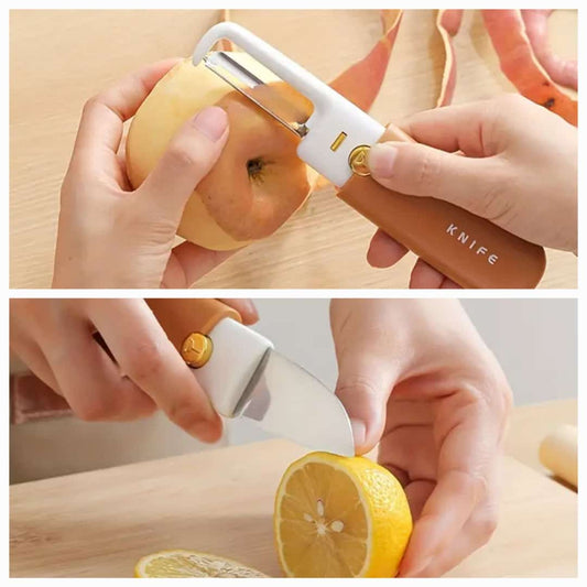 Stainless Steel 2-in-1 Fruit Cutting Knife with Peeler