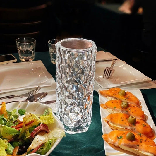 LED Crystal Table Lamp: Rose Light Projector for Bedroom Atmosphere